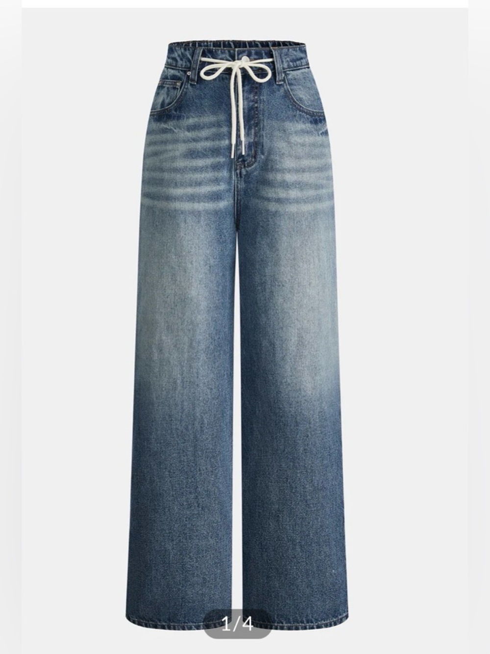 NWT Commense Drawstring Straight-Leg Elastic Waist Jeans. Size Small